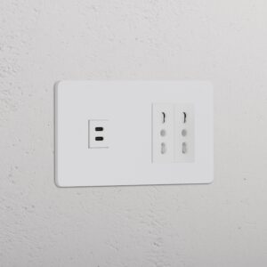 Grove Gniazdo USB-C 30 W i Bipasso x 2 w podwójnej ramce – Do malowania, Biały