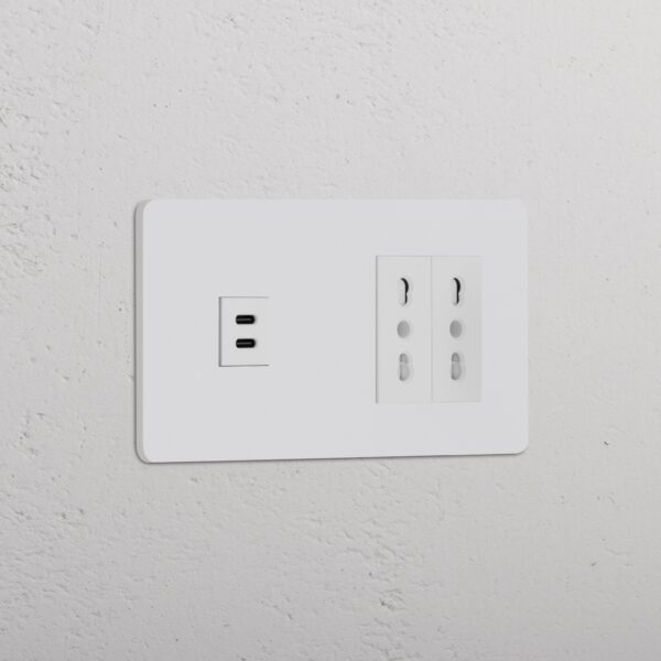 Grove Gniazdo USB-C 30 W i Bipasso x 2 w podwójnej ramce – Do malowania, Biały