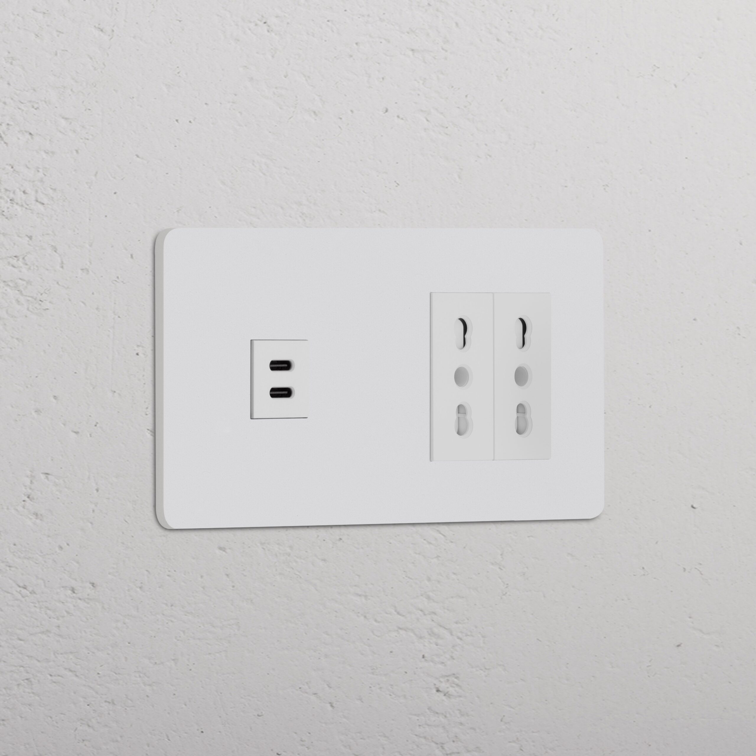 Grove Gniazdo USB-C 30 W i Bipasso x 2 w podwójnej ramce – Do malowania, Biały