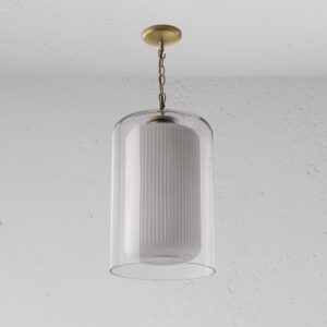 Windsor duża lampa wisząca z opalowym szkłem – Antyczny mosiądz