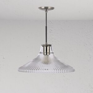 Hammersmith duża lampa wisząca z ryflowanym szkłem – Polerowany nikiel