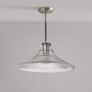 Hammersmith duża lampa wisząca z ryflowanym szkłem – Satynowy nikiel