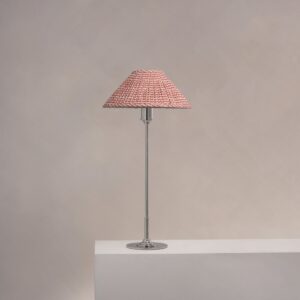 Cotswold średnia plisowana lampa stołowa ceglastoczerwony – Polerowany nikiel