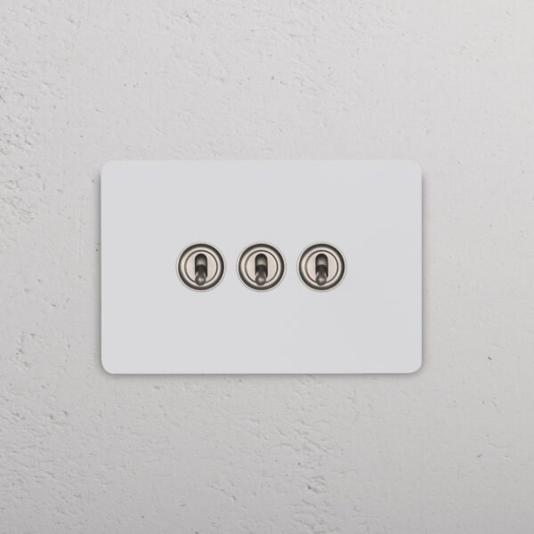 Grove IT Grove 3-Module 3x Toggle Switch – Paintable Satin Nickel