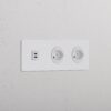 Grove Gniazdo USB-C 30W i szwajcarskie typu J x 2 w potrójnej ramce – Do malowania, Biały