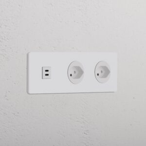 Grove Gniazdo USB-C 30W i szwajcarskie typu J x 2 w potrójnej ramce – Do malowania, Biały