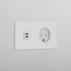 Grove Gniazdo USB-C 30 W i duńskie typu K w podwójnej ramce – Do malowania, Biały