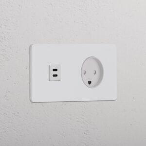 Grove Gniazdo USB-C 30 W i duńskie typu K w podwójnej ramce – Do malowania, Biały