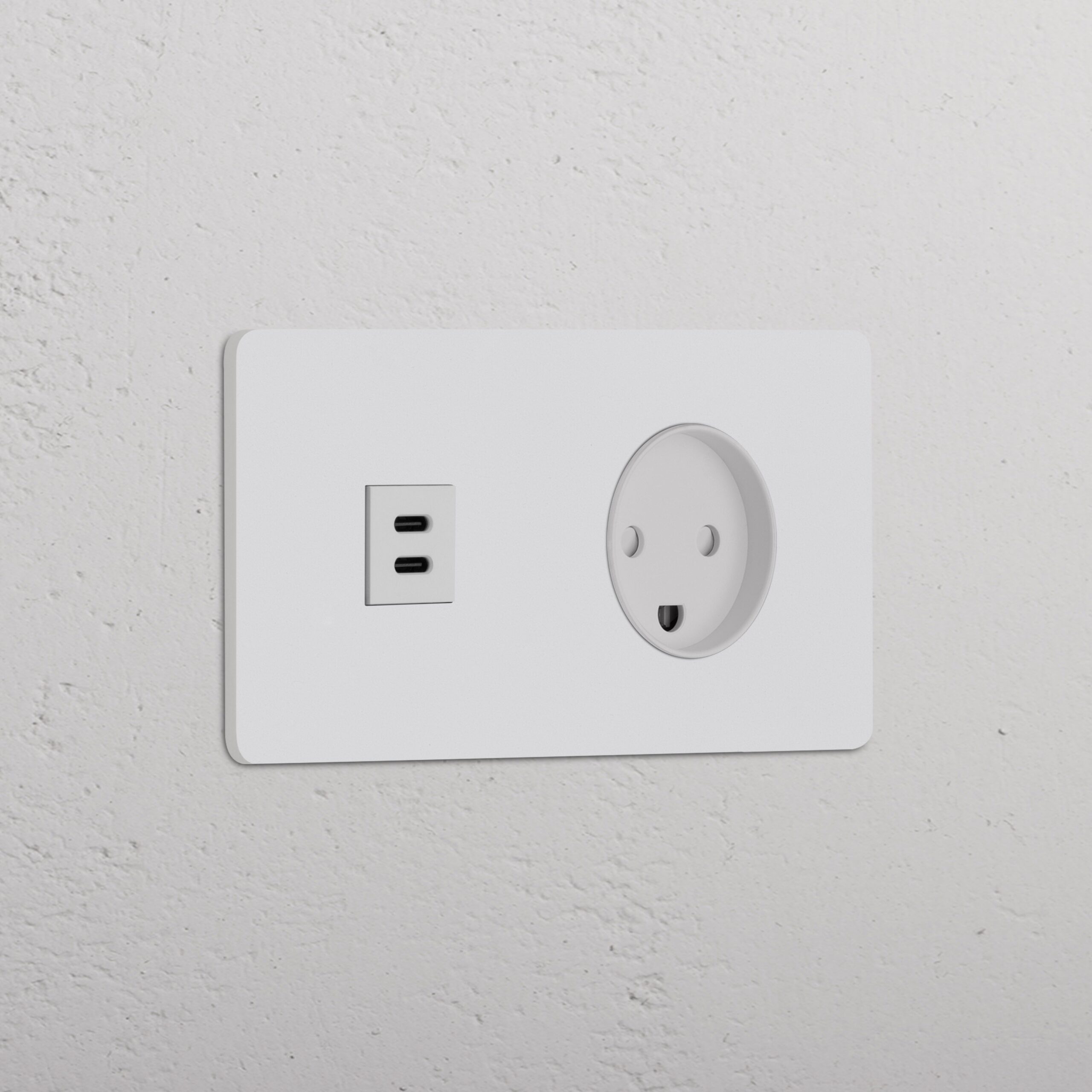 Grove Gniazdo USB-C 30 W i duńskie typu K w podwójnej ramce – Do malowania, Biały