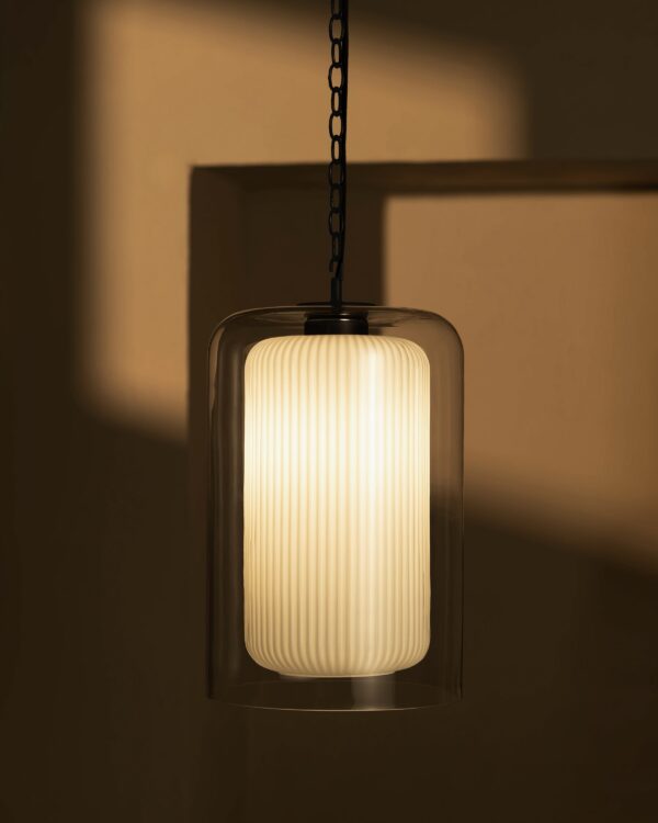 Windsor duża lampa wisząca z opalowym szkłem – Brąz
