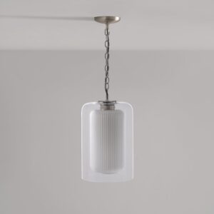 Windsor średnia lampa wisząca z opalowym szkłem – Satynowy nikiel