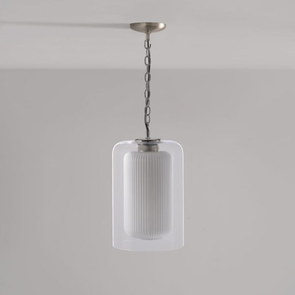 Windsor średnia lampa wisząca z opalowym szkłem – Satynowy nikiel