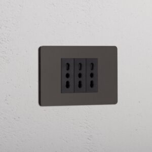 Grove 3-mechanizmy z 3 gniazdami Bipasso – Brąz, Czarny