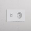 Grove Gniazdo USB-C 30 W i francusko/belgijskie typu E w podwójnej ramce – Do malowania, Biały