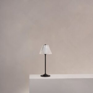 Cotswold lampa stołowa z ryflowanym szkłem z możliwością ładowania – Brąz