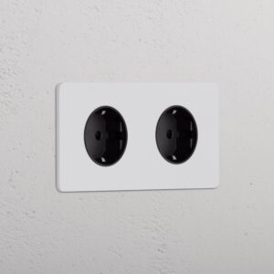 Grove Gniazdo Schuko typu F x 2 w podwójnej ramce – Do malowania, Czarny