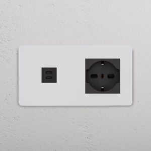Grove Gniazdo USB-C 30 W i Schuko/Bipasso w podwójnej ramce – Do malowania, Czarny