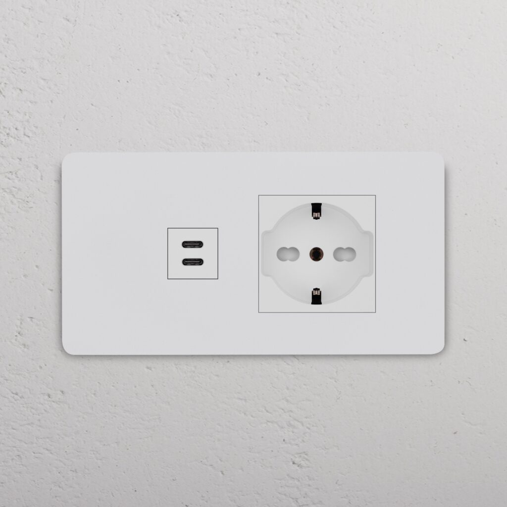 Grove 4-Module USB-C 30W & Schuko/Bipasso Socket – Paintable White