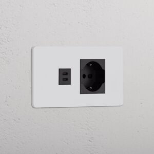 Grove 4-Module USB-C 30W & Schuko/Bipasso Socket – Paintable Black