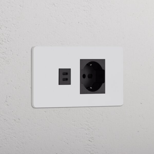 Grove 4-Module USB-C 30W & Schuko/Bipasso Socket – Paintable Black