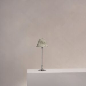 Cotswold mała plisowana lampa stołowa zielony mech – Polerowany nikiel