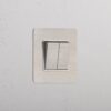 Kew Zwierny włącznik klawiszowy x 2 w pojedynczej ramce – Satynowy nikiel, Biały