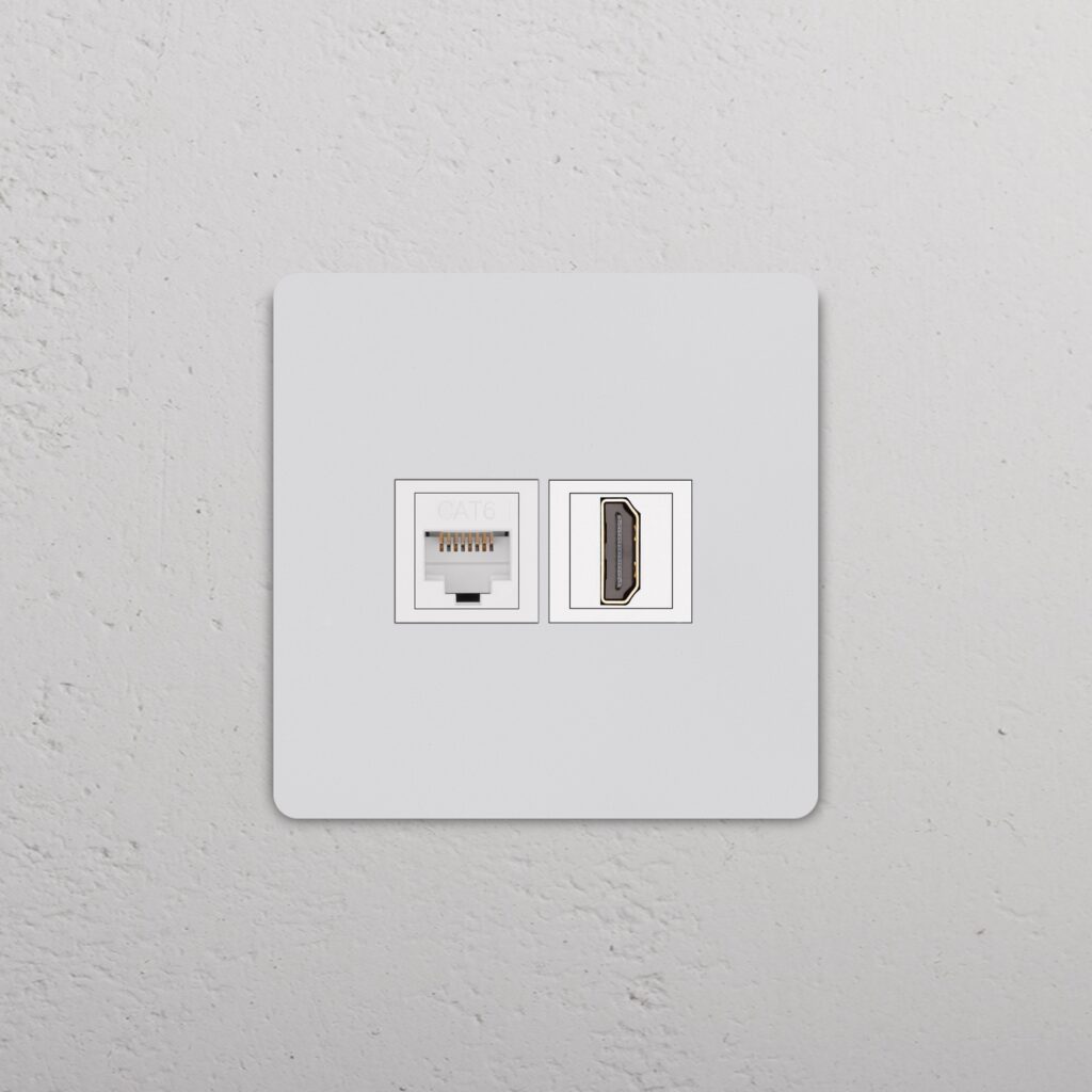 Grove Gniazdo RJ45 i HDMI w pojedynczej ramce – Do malowania, Biały