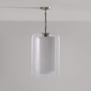 Windsor duża lampa wisząca z opalowym szkłem – Satynowy nikiel