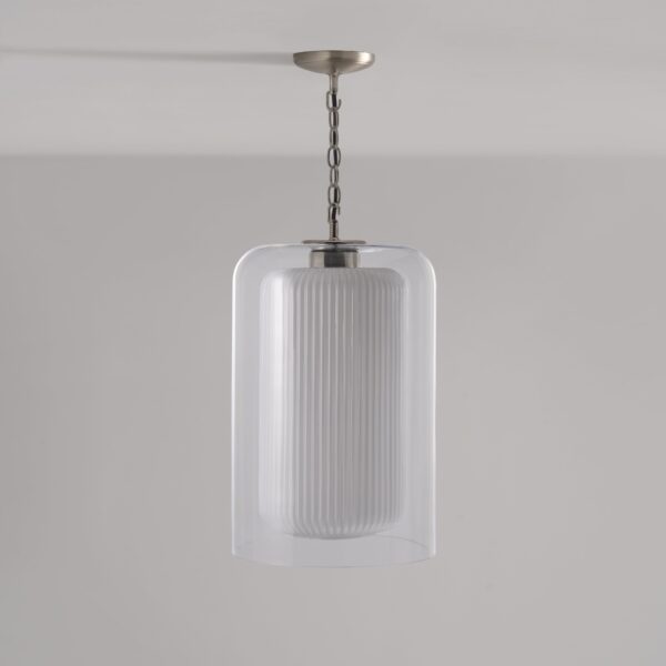 Windsor duża lampa wisząca z opalowym szkłem – Satynowy nikiel