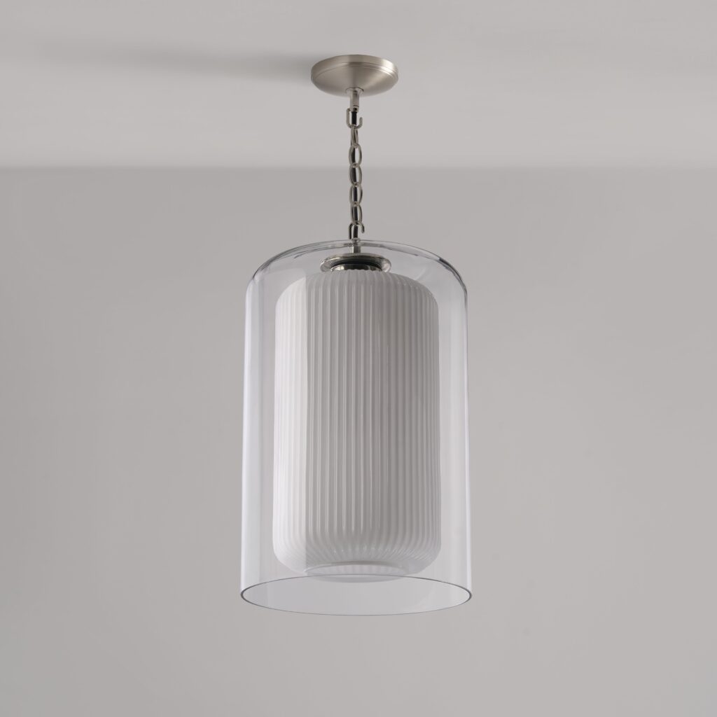 Windsor duża lampa wisząca z opalowym szkłem – Satynowy nikiel