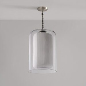 Windsor duża lampa wisząca z opalowym szkłem – Satynowy nikiel