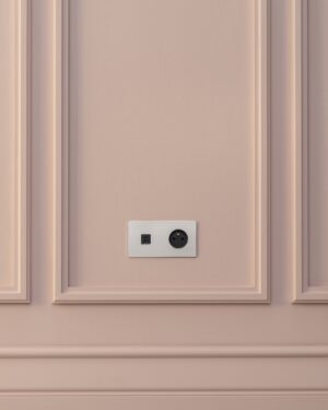 Kew Gniazdo USB-C 30 W i francusko/belgijskie typu E w podwójnej ramce – Polerowany nikiel, Czarny
