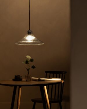 Hammersmith duża lampa wisząca z ryflowanym szkłem – Brąz