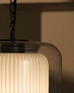 Windsor duża lampa wisząca z opalowym szkłem – Brąz