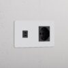 Grove Gniazdo USB-C 30 W i Schuko/Bipasso w podwójnej ramce – Do malowania, Czarny