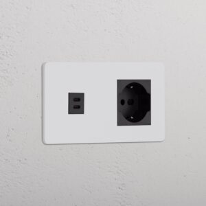 Grove Gniazdo USB-C 30 W i Schuko/Bipasso w podwójnej ramce – Do malowania, Czarny