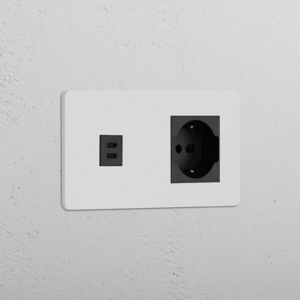 Grove Gniazdo USB-C 30 W i Schuko/Bipasso w podwójnej ramce – Do malowania, Czarny
