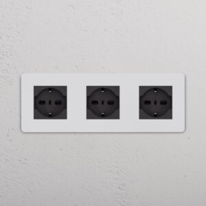 Grove Gniazdo Schuko/Bipasso x 3 w potrójnej ramce – Do malowania, Czarny