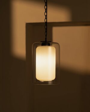 Windsor średnia lampa wisząca z opalowym szkłem – Brąz