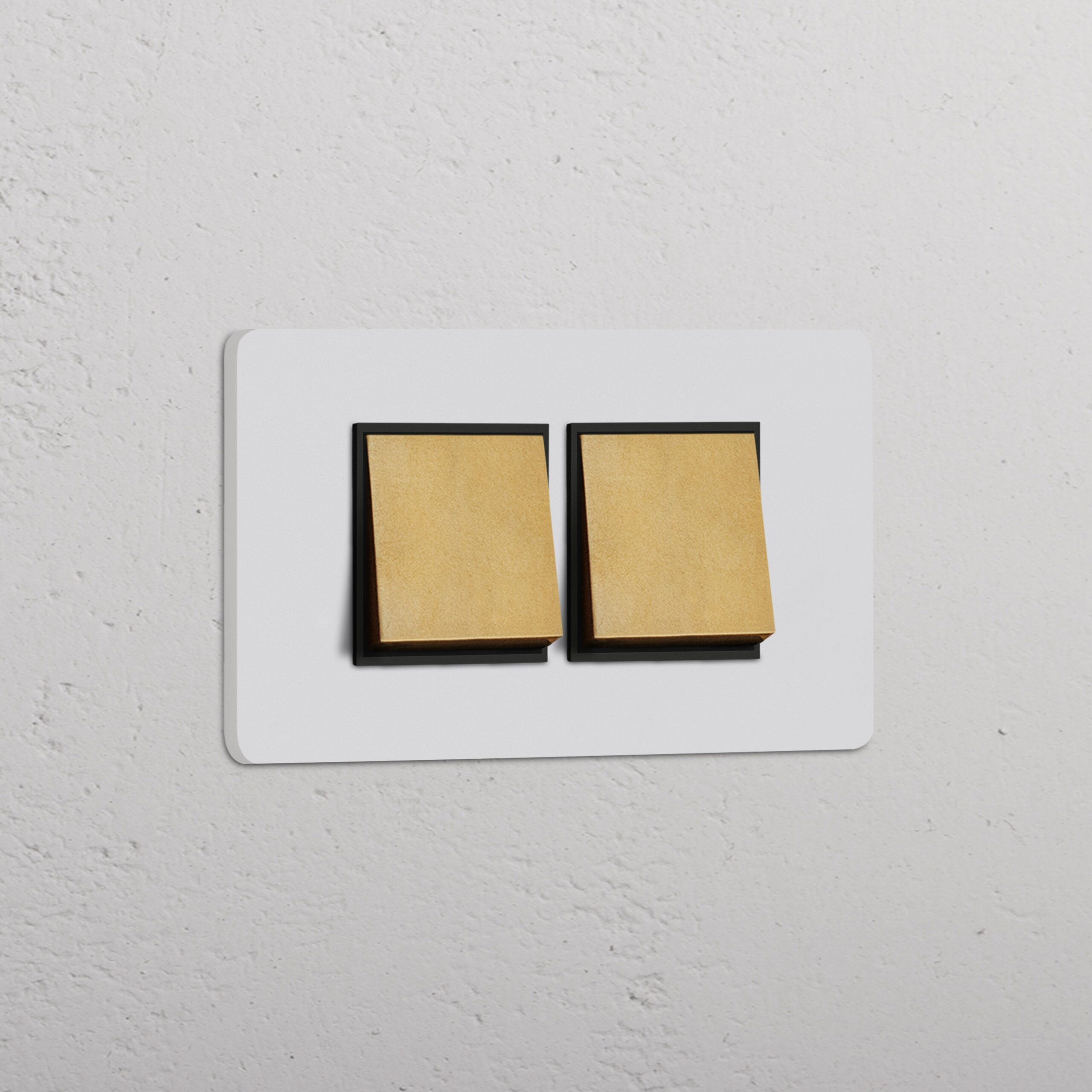 Grove 4-Module 2x Rocker Switch – Paintable Antique Brass, Czarny