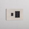 Grove 4-Module USB-C 30W & 2x Bipasso Socket – Satynowy nikiel, Czarny
