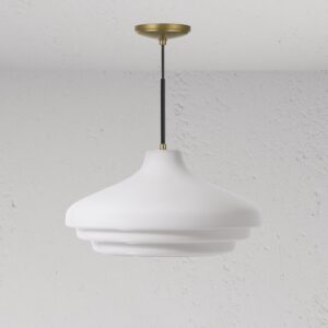 Brookfield duża lampa wisząca z opalowym szkłem – Antyczny mosiądz