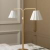Cotswold podwójna lampa stołowa z delikatną porcelaną – Antyczny mosiądz