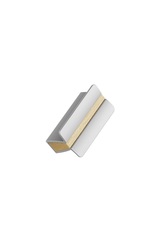 Uchwyt meblowy podłużny Papillon 32 Aluminiowy Srebrny z Drewnem Dębowym