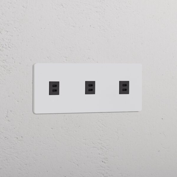 Grove Gniazdo USB-C 30 W x 3 w potrójnej ramce – Do malowania, Czarny