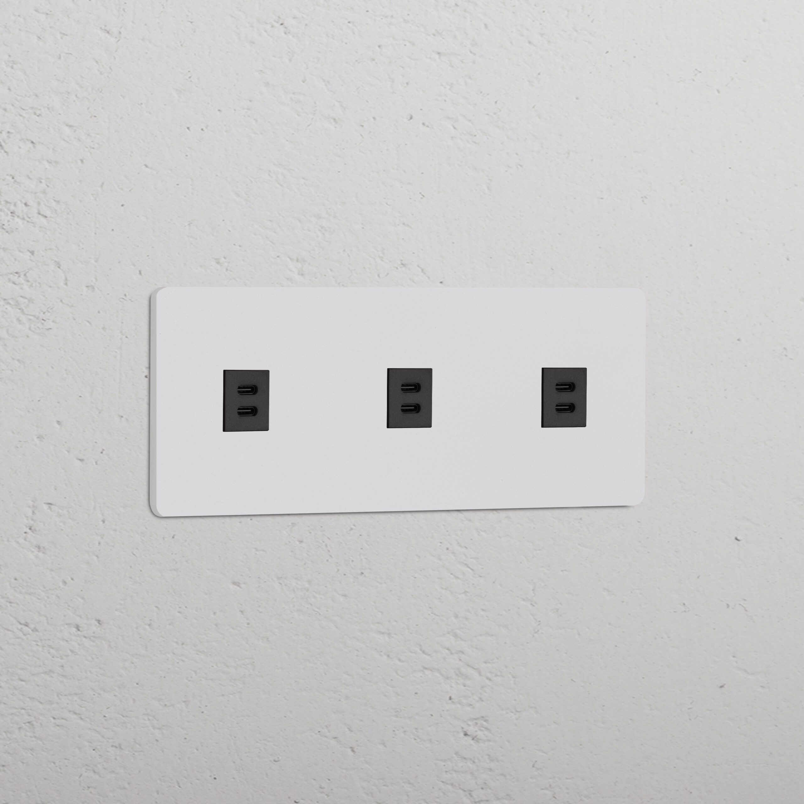 Grove Gniazdo USB-C 30 W x 3 w potrójnej ramce – Do malowania, Czarny