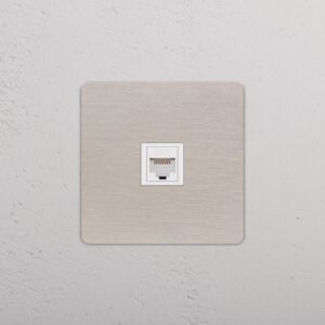 Grove Gniazdo RJ45 w pojedynczej ramce – Satynowy nikiel, Biały