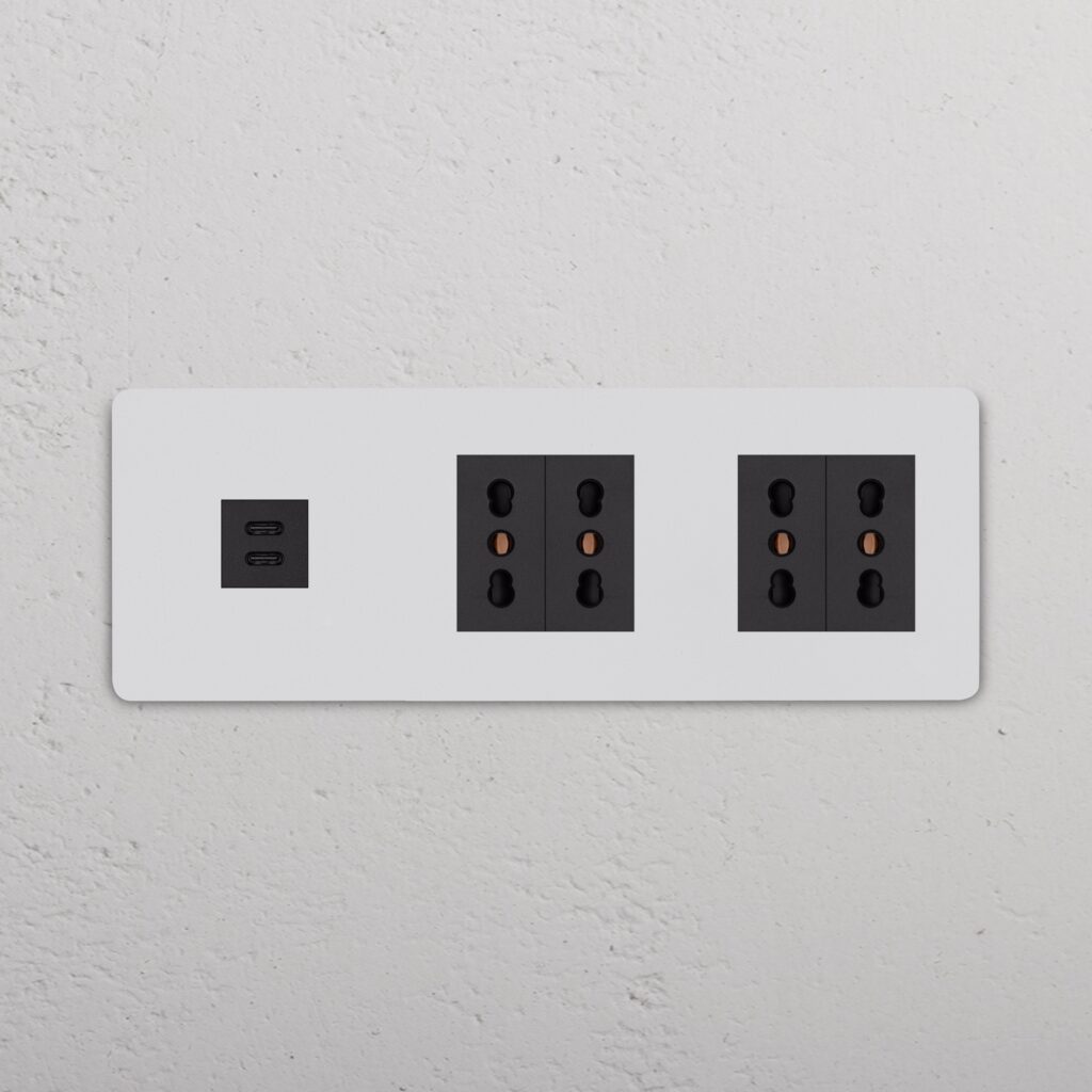 Grove Gniazdo USB-C 30 W i Bipasso x 4 w potrójnej ramce – Do malowania, Czarny
