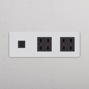 Grove Gniazdo USB-C 30 W i Bipasso x 4 w potrójnej ramce – Do malowania, Czarny
