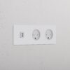 Grove Gniazdo USB-C 30 W i duńskie typu K x 2 w potrójnej ramce – Do malowania, Biały